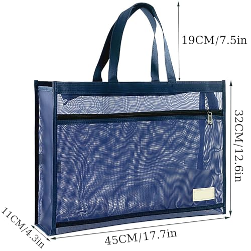 Image of OhMill Large Art Portfolio Case 18 x 12 Inch Portfolio Bag Nylon Mesh Art Bags Artwork Storage Case with Handle and Zipper