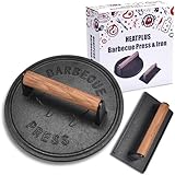 Burger Press,8.5 Inch Smash Bacon Press Heavy-Duty Cast Iron Burger Smasher 3lbs & 8.2 Inch Rectangle Grill Press 2lbs for Hambergur,Panini,Steak & Sandwiches,Food-Grade Press with Wood Handle