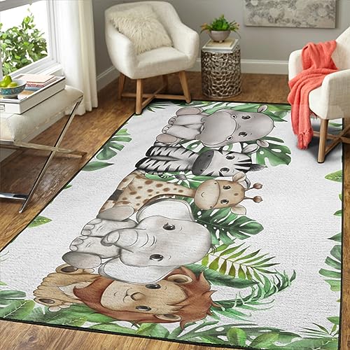 Tapete decorativo con animales y hojas tropicales 48x72in miniatura 2