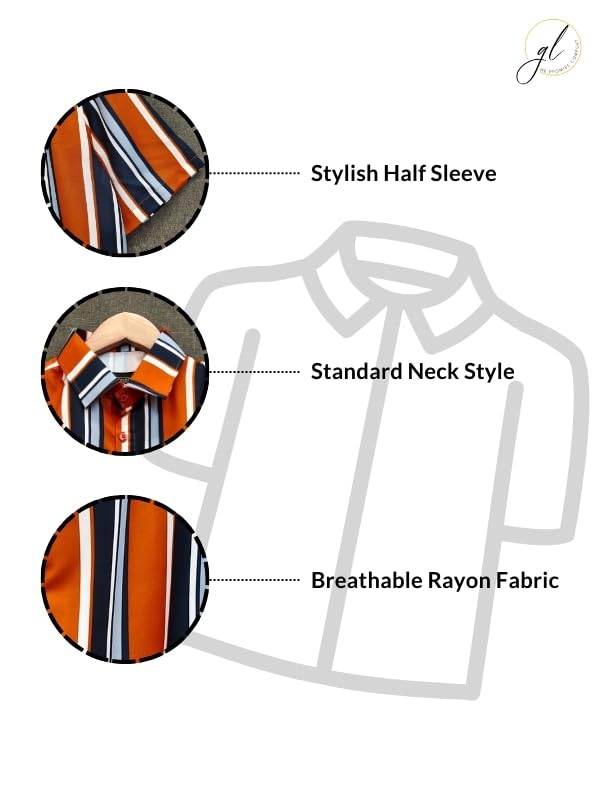 Image of DHRUVI TRENDZ Men's Rayon Regular Fit Casual Shirt | Stylish Printed Formal Shirts for Men | Short Sleeve Lightweight Summer Outfit | Soft Breathable Button-Down Summer & Casual Shirt's