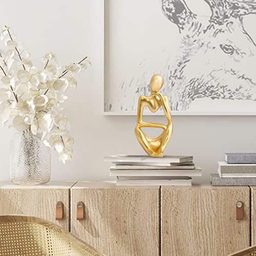 INNOLITES Resin Statue Thinker Style Decoration Abstract Sculptures Collectible Figurines for Home Decor Modern Office Shelf Desktop(Gold-Right - Image 6