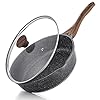 SENSARTE Nonstick Deep Frying Pan Skillet, 10/11 / 12-inch Saute Pan with Lid, Stay-cool Handle, Chef Pan Healthy Stone Cookware Cooking Pan, Induction Compatible, PFOA Free