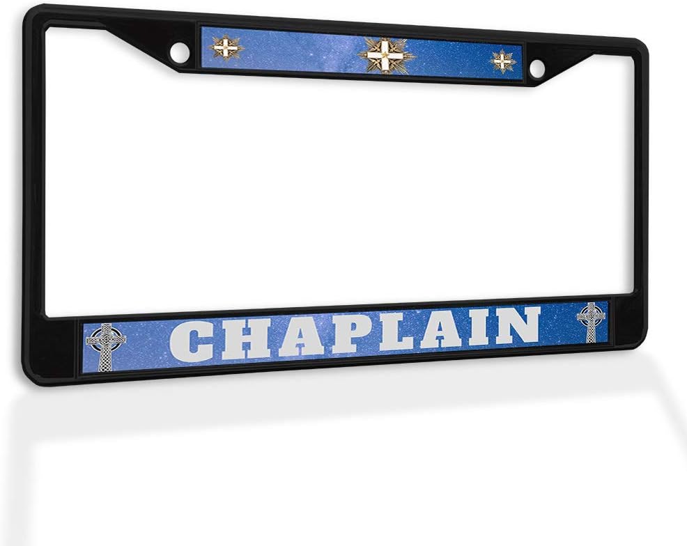 Fastasticdeals Metal Insert License Plate Frame Chaplain Religious Term A Weatherproof Car Accessories Black 2 Holes Solid Insert