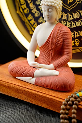 Houlu Red Buddha Statue And Circle Led Table Lamp, Ceramic Buddha Statue For Home Décor #TOP2
