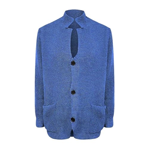 Veste en tricot pour homme avec pull épais boutonné manches longues