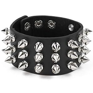 ONE TRICK PONY Slap bracelet ブラック　新品未使用 Skeleteen Punk Leather Spike Bracelet - Leather Cuff Biker