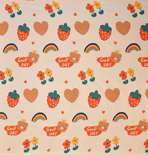 Image of Room Single Bedsheet with 1 Pillow Cover, Single Bed, Printed- 60 x 90 Inches (Peach)