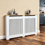 Wisfor Deep Tall Radiator Cover Cabinet: External 36.4inch Height Heater Covers with Natural Wood Texture Top - Inner 35.6inch Thickened MDF Radiator Shelf for Home (Vertical-L 35.6x57.1x7.1in)