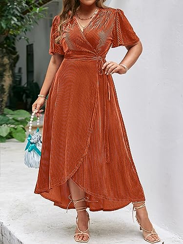 Image of BerryGo Women's Velvet V Neck Wrap Semi Formal Dress Cocktail Party Maxi Dress for Wedding Guest