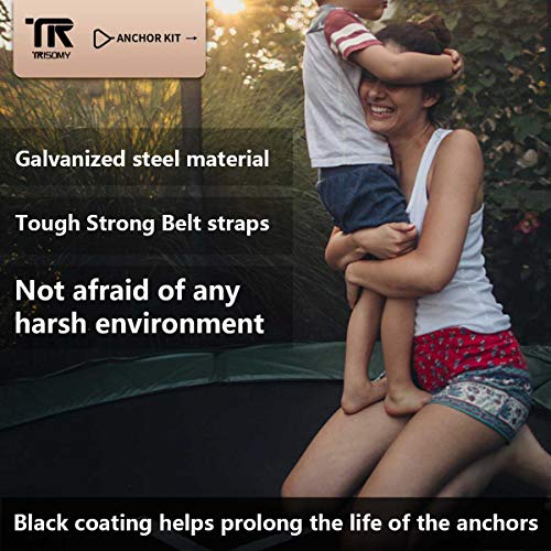 TRISOMY Trampoline Stakes Heavy Duty Trampoline Parts Corkscrew Shape Steel Stakes Anchor Kit for Trampolines