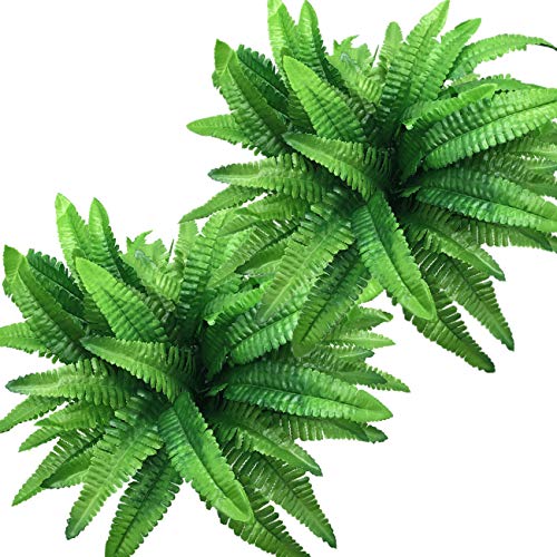 Cattree Artificial Shrubs, Plastic Plants Persian Grass Fern Leaves Fake Bushes Wedding Indoor Outdoor Home Garden Verandah Kitchen Office Table Centerpieces Arrangements Christmas Decoration 6 Pcs #TOP11