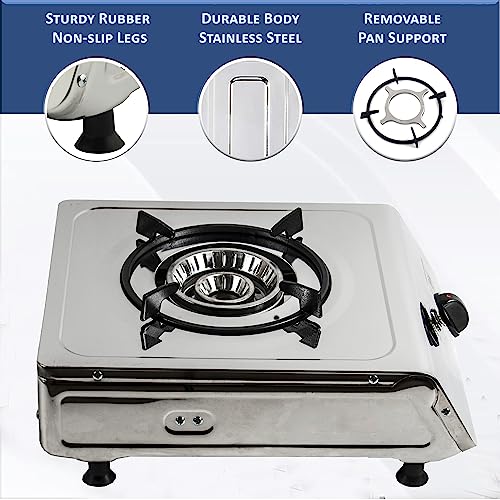 NJ-100 Stufa a gas da campeggio Singolo bruciatore Portatile portatile in acciaio inossidabile GPL 4.0kW - immagine 5