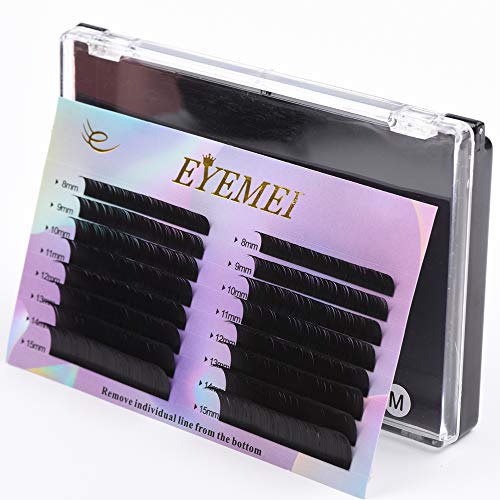 Eyelash Extensions 0.15mm C Curl Mixed Tray Thickness More Soft Semi Permanent Natural Faux Mink Individual Lashes Extension Supplies Professional Salon Use by EYEMEI (16 Rows 0.15mm C Mix 8-15mm)