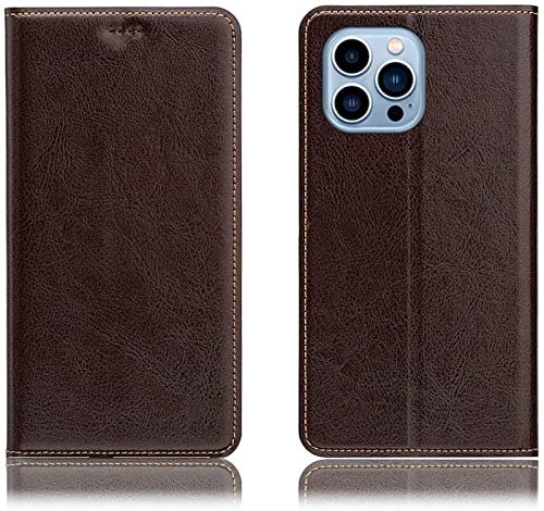 Étui de téléphone à clapet SCHIK marron foncé pour iPhone 13 Pro Max cuir magnétique