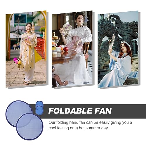 HOMSFOU Hand Held Fan Folding Round Fan Lightweight Compact Foldable Paper for Summer Wedding Festival Decoration - Image 3