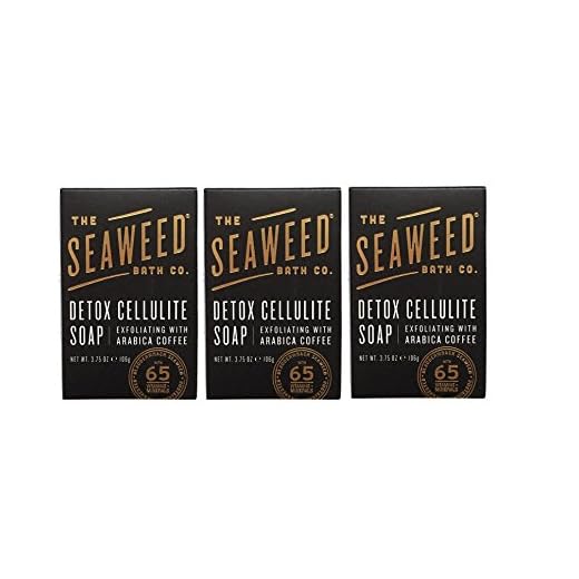 Seaweed Bath Co. Detox Cellulite Bar Soap (Pack of 3) with Coconut Oil, Kukui Oil, Bladderwrack Seaweed, Cinnamon Bark Powder and Charcoal Powder, 3.75 ounces