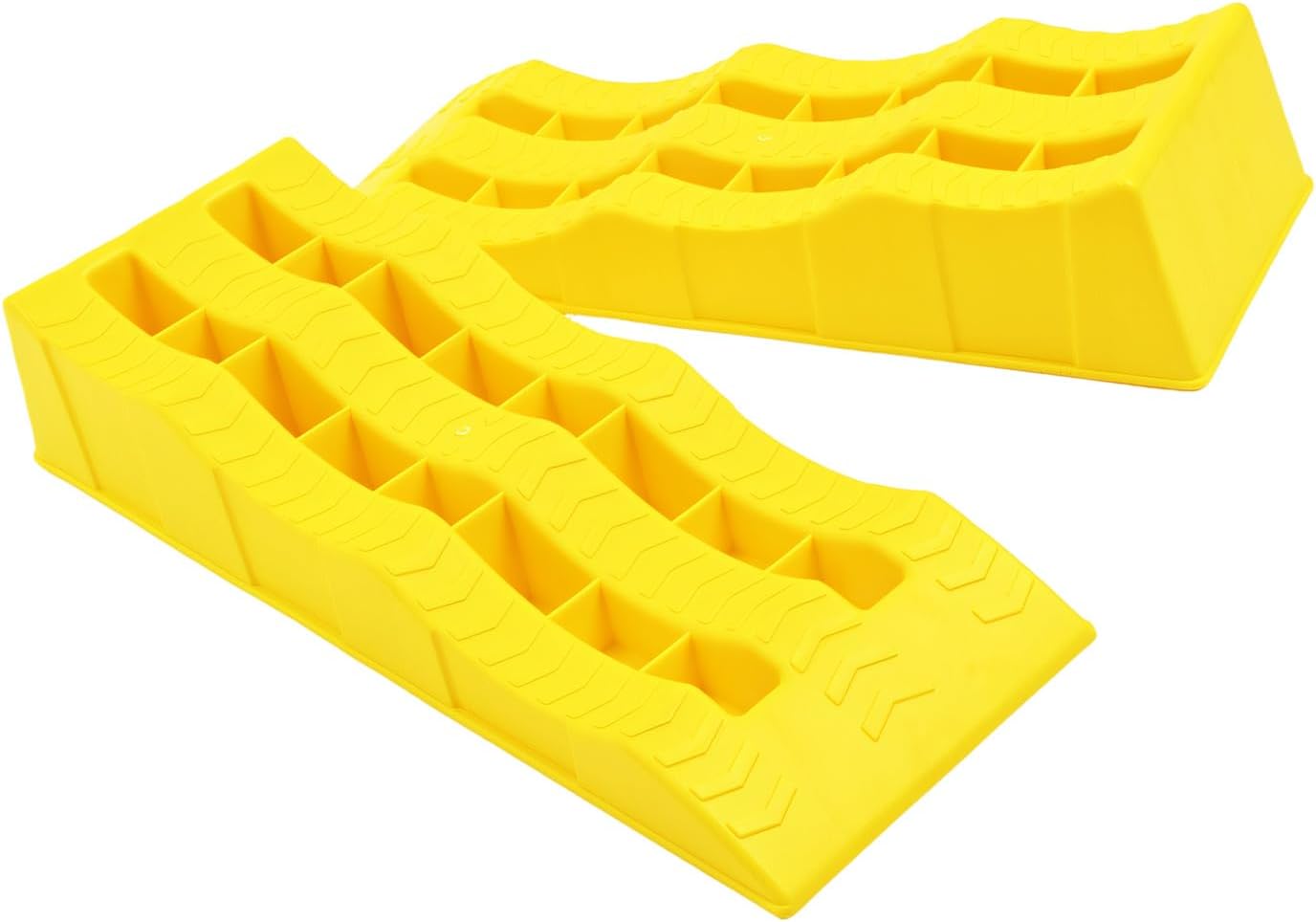 Pair of Strong ABS Vehicle Leveling Blocks with Grip Texture for Trailers and Outdoor Use