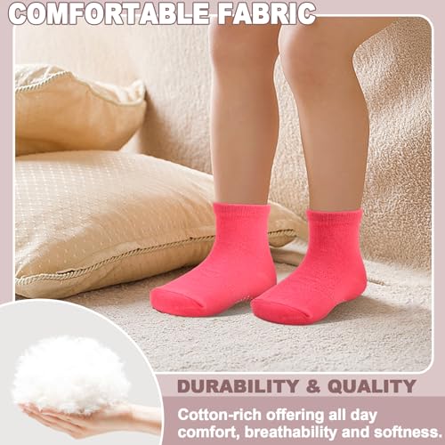 HYCLES 15 Pairs Toddler Girl Socks, Non Slip Crew Toddler Socks with Grippers for Kids Preschool Girls 1-7 Years4