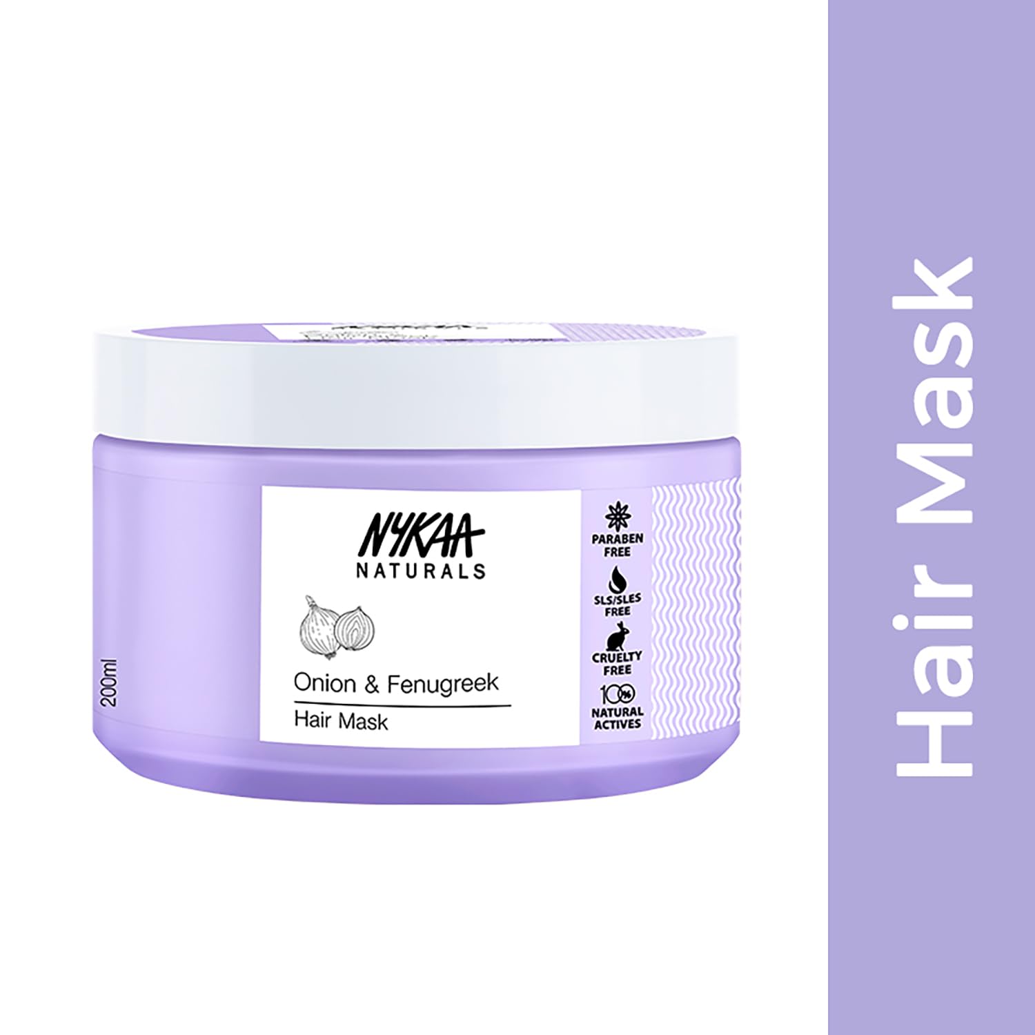 Nykaa Naturals Hair Mask - Deep Conditioner for Dry Damaged Hair- Suitable for All Hair Types - Onion and Fenugreek - 6.76 oz