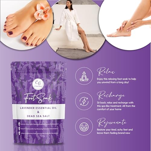 Foot Soak with Lavender Essential Oil & Dead Sea Salt | Helps Treat Nail Fungus & Athletes Foot, Foot Spa Bath | Foot Moisturiser & Deodorizer Feet Soak | Foot Spa Soak for Hard Skin - Image 6