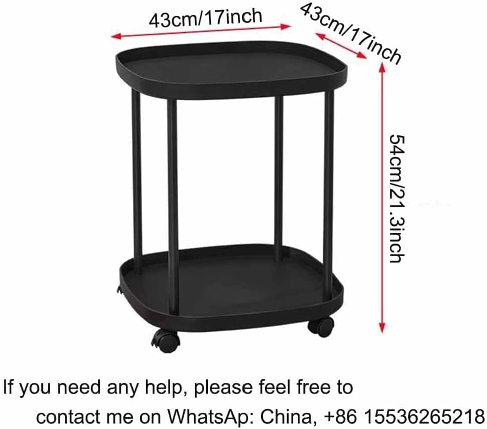Table d'appoint de canapé mobile à 2 niveaux en métal taille unique - 3