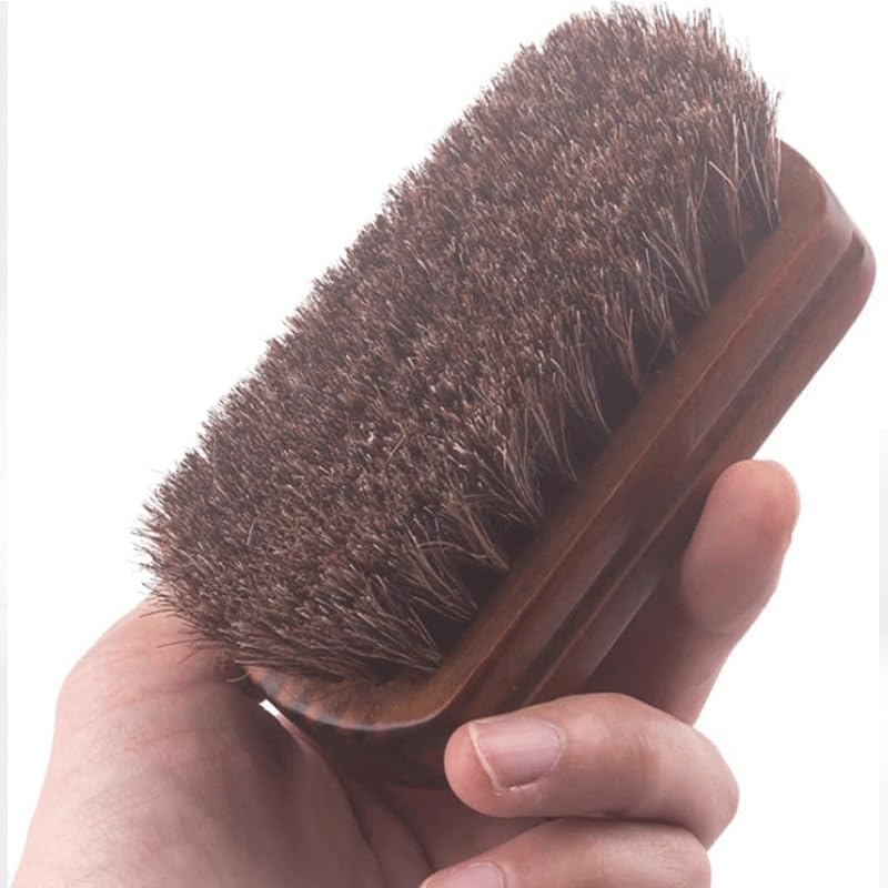 Clean Shoes Horsehair Soft Solid Wood Leather Tool Brush Polishing Horse Mane