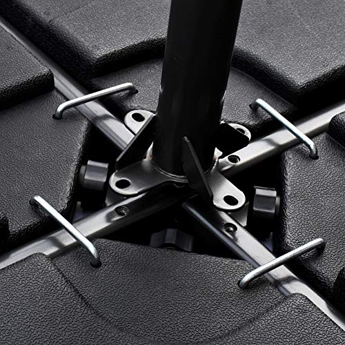EliteShade 4PCS 176 LB Square Shaped Water or Sand Filled Umbrella Base Stand for Cantilever Offset Patio Market Umbrella with U Locking (Black)