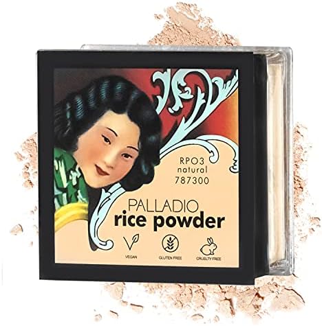 Palladio Rice Powder, Natural, Loose Setting Powder, Absorbs Oil, Leaves Face Looking and Feeling Smooth, Helps Makeup Last Longer For a Flawless, Fresh Look