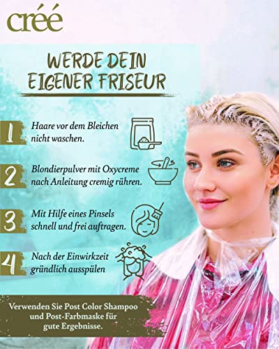Créé Blondierung Rapid Hair Bleach I Blondierungspulver mit Arganöl & Plex-Technologie I Aufhellung bis zu 7 Nuancen I ultra-starkes, blaues Blondierpulver Anti-Gelbstich I staubfrei,500g