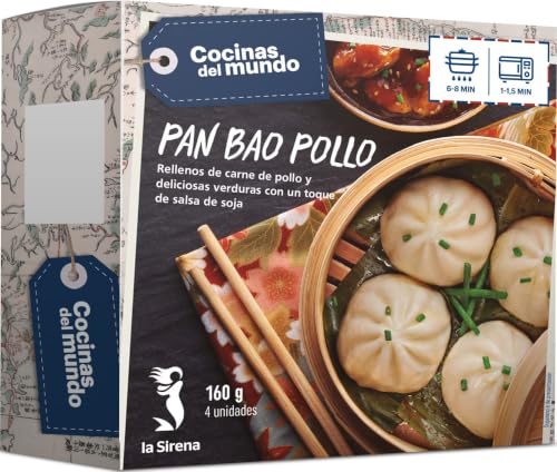 La Sirena, Pan Bao Relleno de Pollo, 4 unidades, 160g (Congelado)
