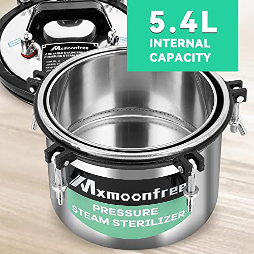 Mxmoonfree 8L Lab Autoclave, Portable Steam Autoclave For Lab Equipment, Culture Medium, Glassware, Nail Tools 110V #TOP4