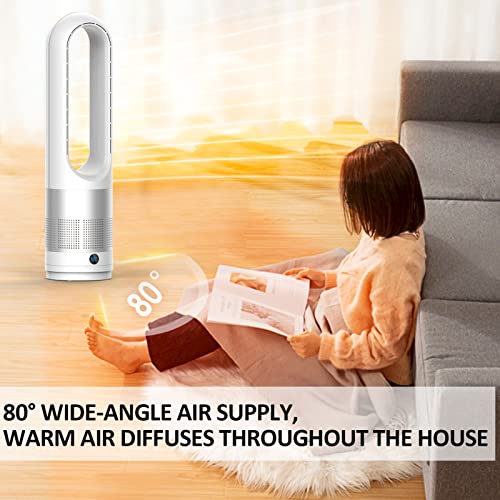 Bladeless Tower Fan, 1400W Space Heater & 40W Cooler Fan Combo With Remote, 80°Oscillation, 8 Speeds And 3 Heating Modes, 9H Timer, Led Display, Fast Safety Heat And Quiet For Bedroom, Kitchen, Office #TOP2