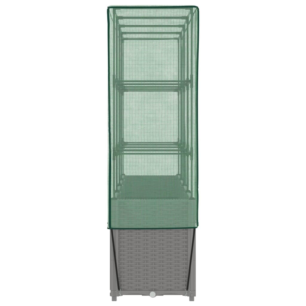 Letto Rialzato con Copertura Serra Effetto Rattan 160x40x153 cm per Coltivazione di Piante, Fiori, Erbe Aromatiche in Giardino, Terrazzo, Balcone e Veranda