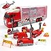 Camion Pompieri Giocattolo Bisarca Macchinine Giocattolo Per Bambini Con 5 Mini Camion Cars Giocattoli,1 Elicottero Giocattolo Bambini e Segnali Stradali Regalo Per Ragazzi Ragazze 3 4 5 Anni