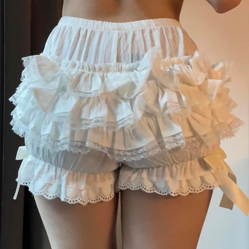 Women Lace Ruffle Shorts Kawaii Lolita Bloomers Layered Boxer Shorts Cute Pumpkin Pants Boy Shorts Bottoms - Image 3