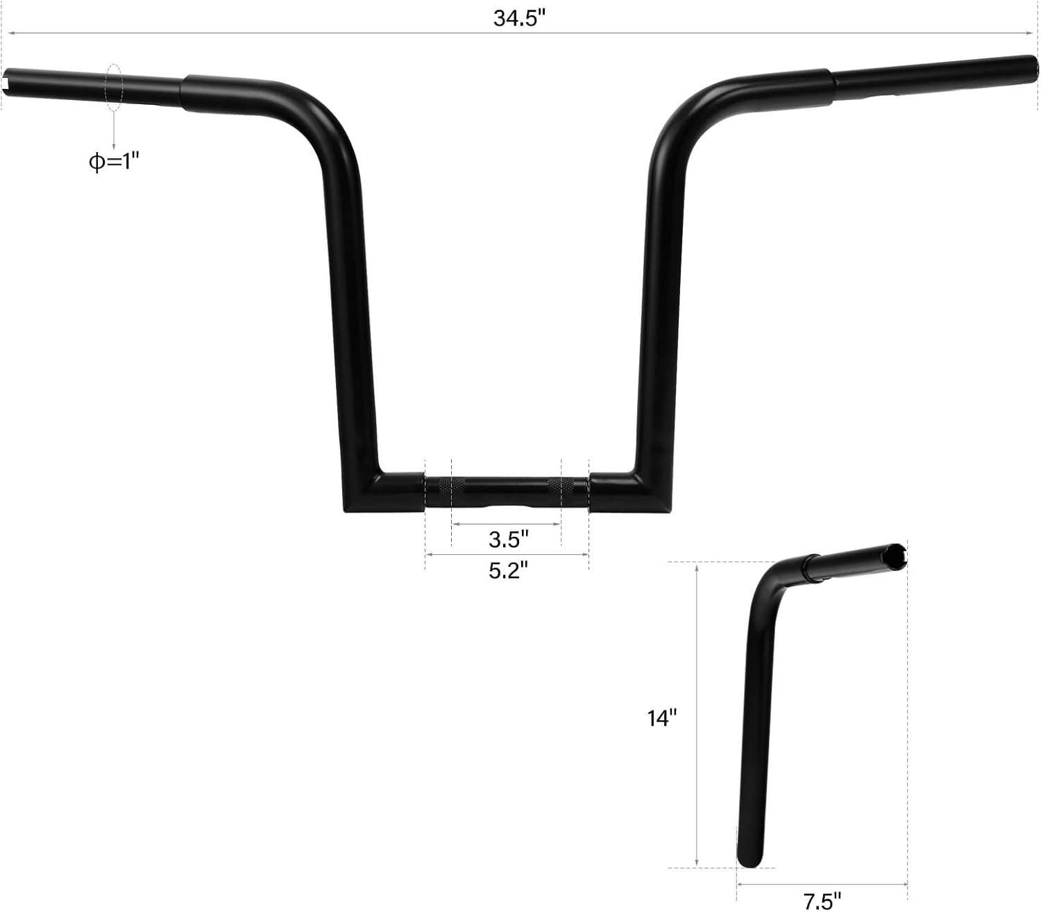 Green-L 14" Rise Frisco Ape Hanger Fat 1-1/4" Handlebar Bars Fit for Harley Sportster XL883 XL1200