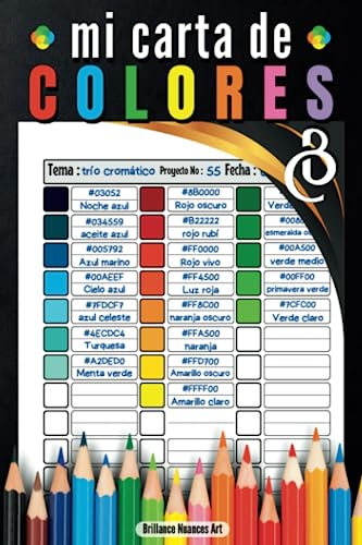 Mi Carta de Colores: Arteterapia | libros Paleta de Colores | 52 Paredes Distintas y 2340 áreas de Color | Contraportadas en negro | Rotuladores, ... pintura, acuarela, gouache, gelly | A5