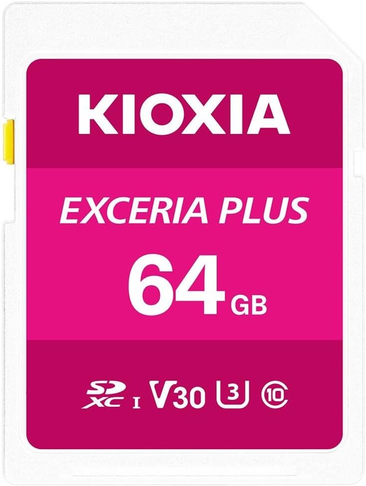 Kioxia 64GB Exceria Plus SD Memory Card SDXC UHS-I U3 Class 10 V30 4K Video Recording LNPL1M064GG4