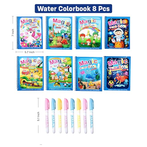 Image of Party Propz Watercolor Book with Pen - 8 Pcs Return Gifts for Birthday Party | Water Spotter Book | Watercolour Set for Kids 6-12 | Water Painting Book for Kid | Stationery Set for Kids Return Gift