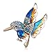 AILUOR Ton Or Antique émail Oiseau Colibri Multi Couleur Cristal autrichienne Broche Bijoux pour Bleu