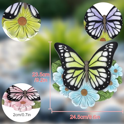 LIANTRAL 3 Pack Butterfly Garden Stepping Stones, Outdoor Decorative Stone for Garden Yard, Patio, Garden, Walkway, Outdoor and Indoor Home Decor - Thumbnail 3
