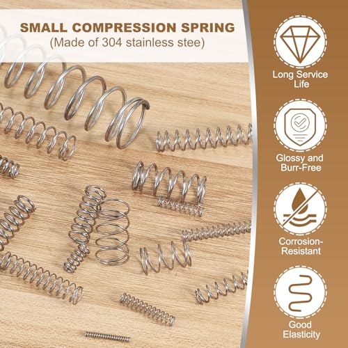 QUARKZMAN 10 Stück 304 Edelstahl Druckfeder 0,5 mm Drahtdurch. 7 mm Außendurch. 15 mm Länge Silber Spiralfeder Metall Federn Set, Mechanische Druckfedern für Geräte Ersatz Reparatur