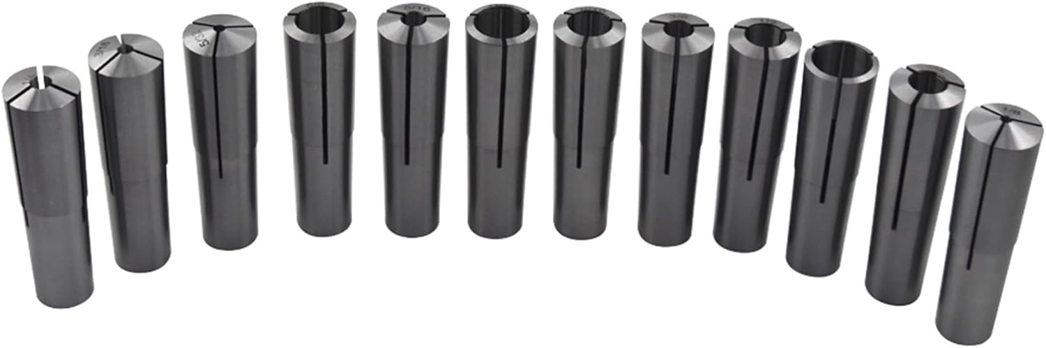 Morse Taper Collet Kit MT3 Taper Collet 1/8-3/4 Inch Tail Wire 3/8 Inch-16 for Turning 12 Pieces