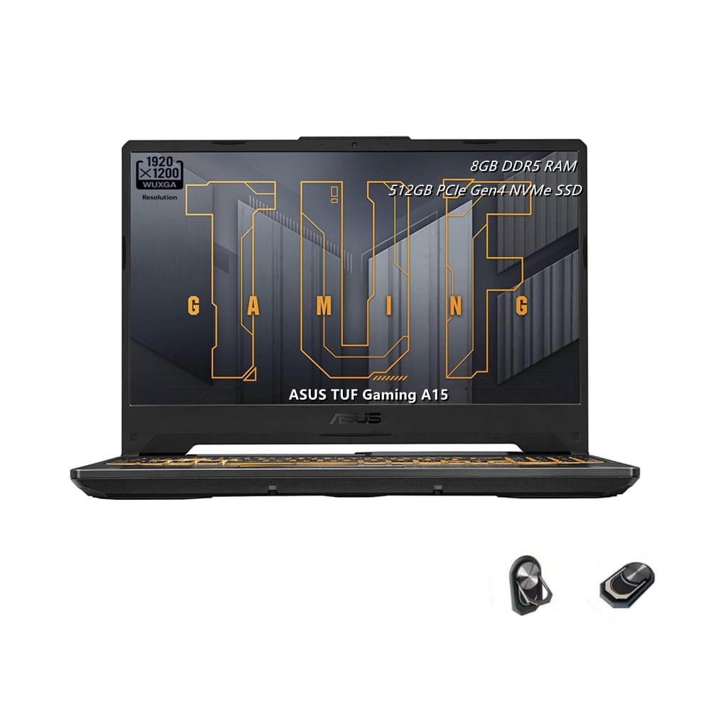 ASUS TUF Gaming A15 Ordinateur portable, écran 15,6" FHD (1920 x 1080) 144 Hz, AMD Ryzen 5 7535HS, NVIDIA GeForce RTX 3050 4 Go, RAM DDR5 8 Go, SSD PCIe Gen4 512 Go, Wi-Fi 6, Windows 11 Home, deux