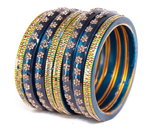 Image of Swara Creations Lah /Lac bangles red color Set, LAHTHI Churi Kundan work for Women and Girls(8 pcs)