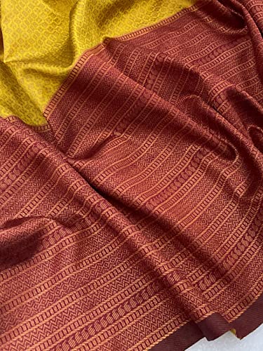 Image of ZECVA Women's Art Lichi Indian Traditional Style Silk Saree With Unstitched Blouse Piece