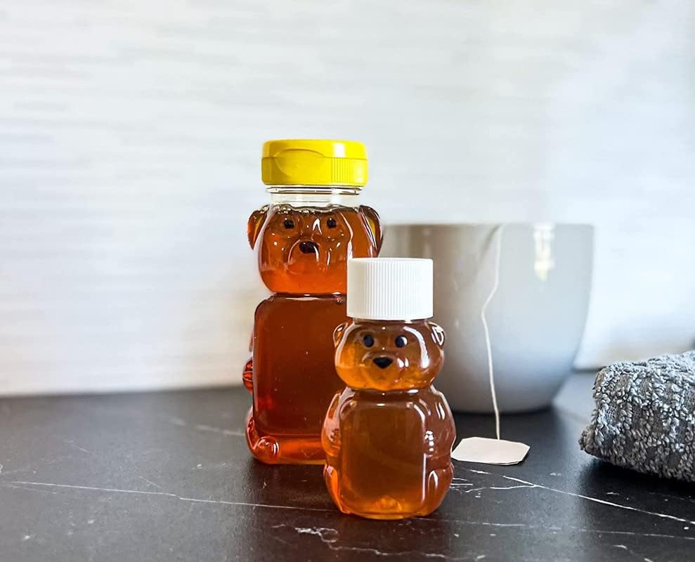 CLEARVIEW CONTAINERS | Honey Bears with Flip Top Lids | Perfect for Holidays, Baby Shower Gifts, Beekeeping, Honey Dispensing (Yellow 12 Ounce Bear, 6 Pack Translucent)