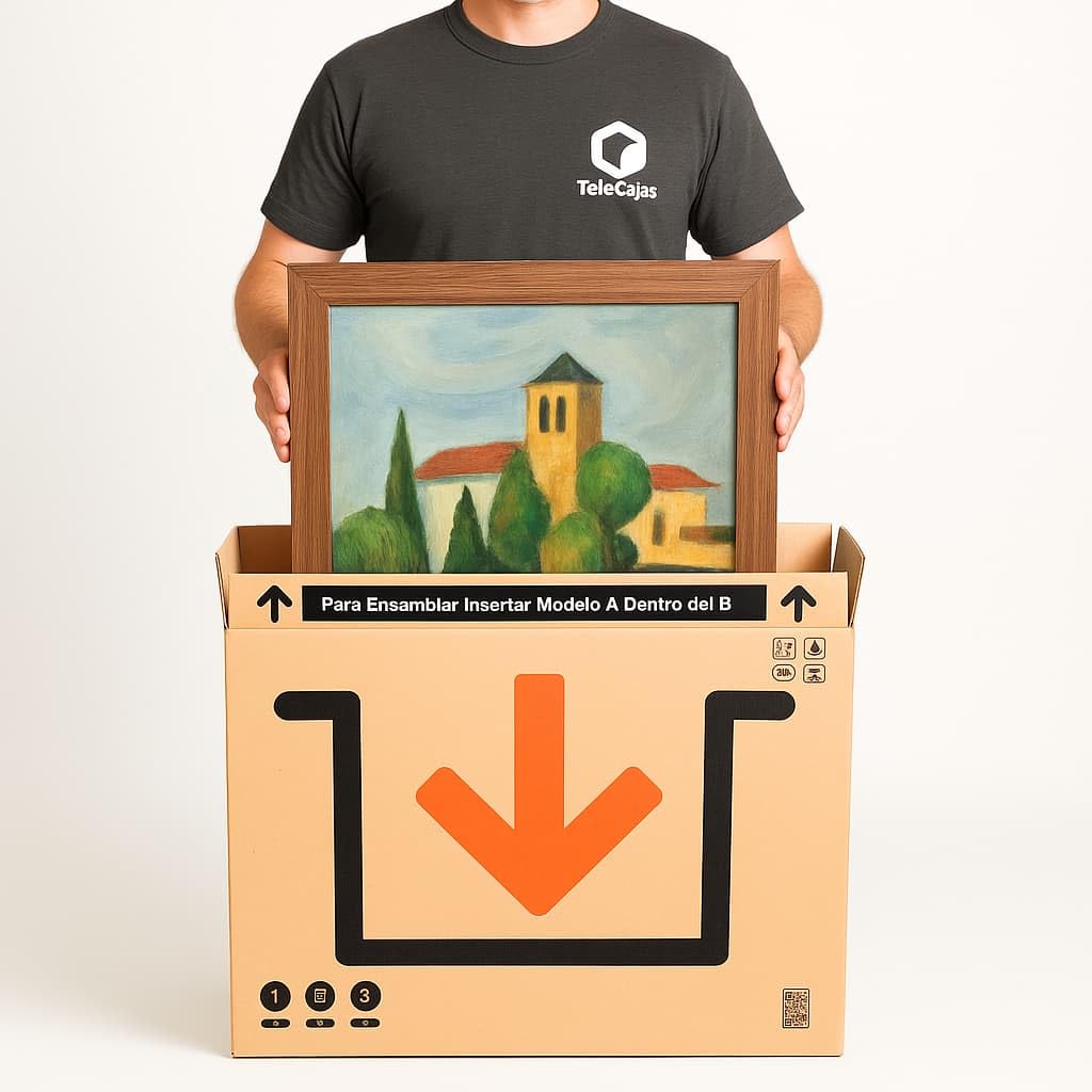 TELECAJAS | 3 Cajas 130x13x81 cm Cuadros Grandes Telescópica y Robusta: Televisores Planos, TV | Modelo A+B | TV hasta 55' pulgadas | Pack de 3 cajas + Precinto