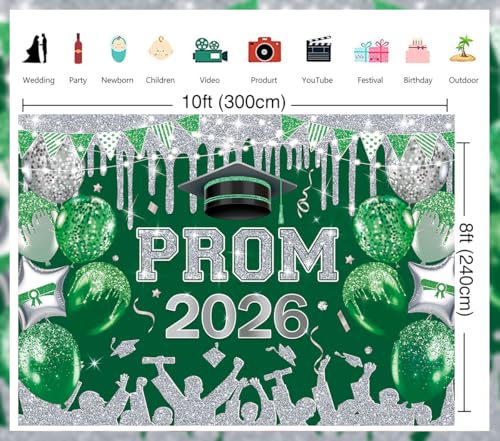 Fondo Fotográfico Verde Plata Prom 2026 10x8FT miniatura 6