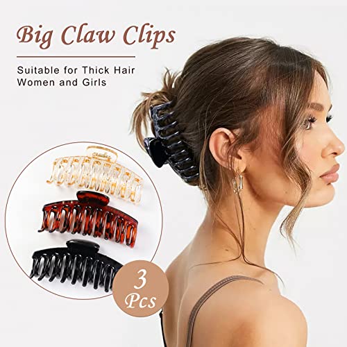 Hanyousheng Hair Clips, 3 Pcs Big Claw Clips, 4.3 Inch Non slip Hair Claw, Strong Hold Hair Claw Clips for Thick Hair Women and Girls - Image 4